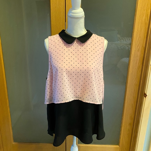 ELLE Pink with black polka dots sleeveless top - Picture 2 of 2